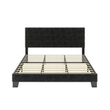 SHA CERLIN King Platform Bed Frame with Velvet Upholstered Headboard, Mattress Foundation with Strong Wooden Slats Support, No Box Spring Needed, Black SHA CERLIN