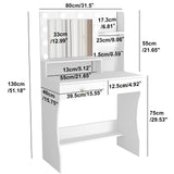 CUOZOVA Vanity Desk with Mirror and Lights, White Vanity with Lighted Mirror, Vanity with Lights with Drawers & Shelves, Makeup Vanity Desk with Lights for Bedroom & Dressing Room, 3 Lighting Modes CUOZOVA