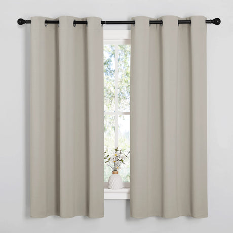 NICETOWN Natural Blackout Curtains for Bedroom (1 Pair, 42 x 63 inches), Farmhouse Thermal Insulated Room Darkening Drapes for Windows NICETOWN
