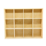 LONG TAO 1 Pcs 13.4''x10.6''x2'' Wooden Storage Divider Box Showcase Display Box Organization Tray Display Holder Tabletop Box with 12 Compartments for Home Craft Office Kitchen Storage LONG TAO