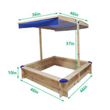 Kids Wooden Sandbox with Cover, Large Outdoor Sandbox with Canopy Height Adjustable, Sand Pit for Backyard Play, Wooden Sand Box for Kids Ages 4-8, Great for Children Boys Girls. AOCOROE