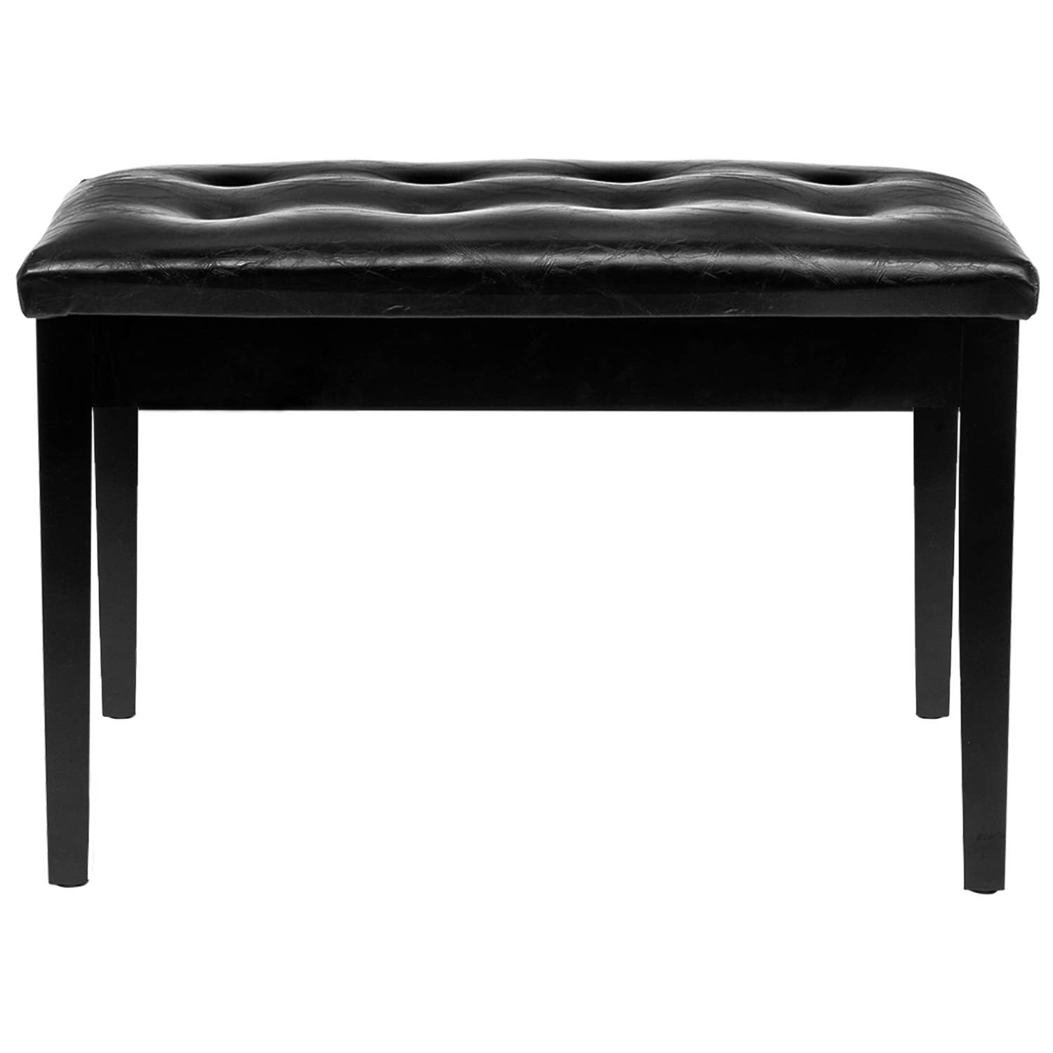 Bonnlo Wooden Double/Duet Piano Bench with Storage and Thick Cushion Faux Leather Padded Piano Stool Artist Duet Seat- Black - WoodArtSupply