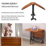 Rukulin Multifunction Table Drop Leaf Dining Table - 47" Solid Wooden Foldable Kitchen Table with 6 Wheels (Brown) Rukulin
