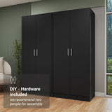 Madesa 4 Doors Storage Cabinet with Ample Shelves Space 63" L Utility Armoire Closet Entryway and Bedroom Organization Unit (Black) Madesa