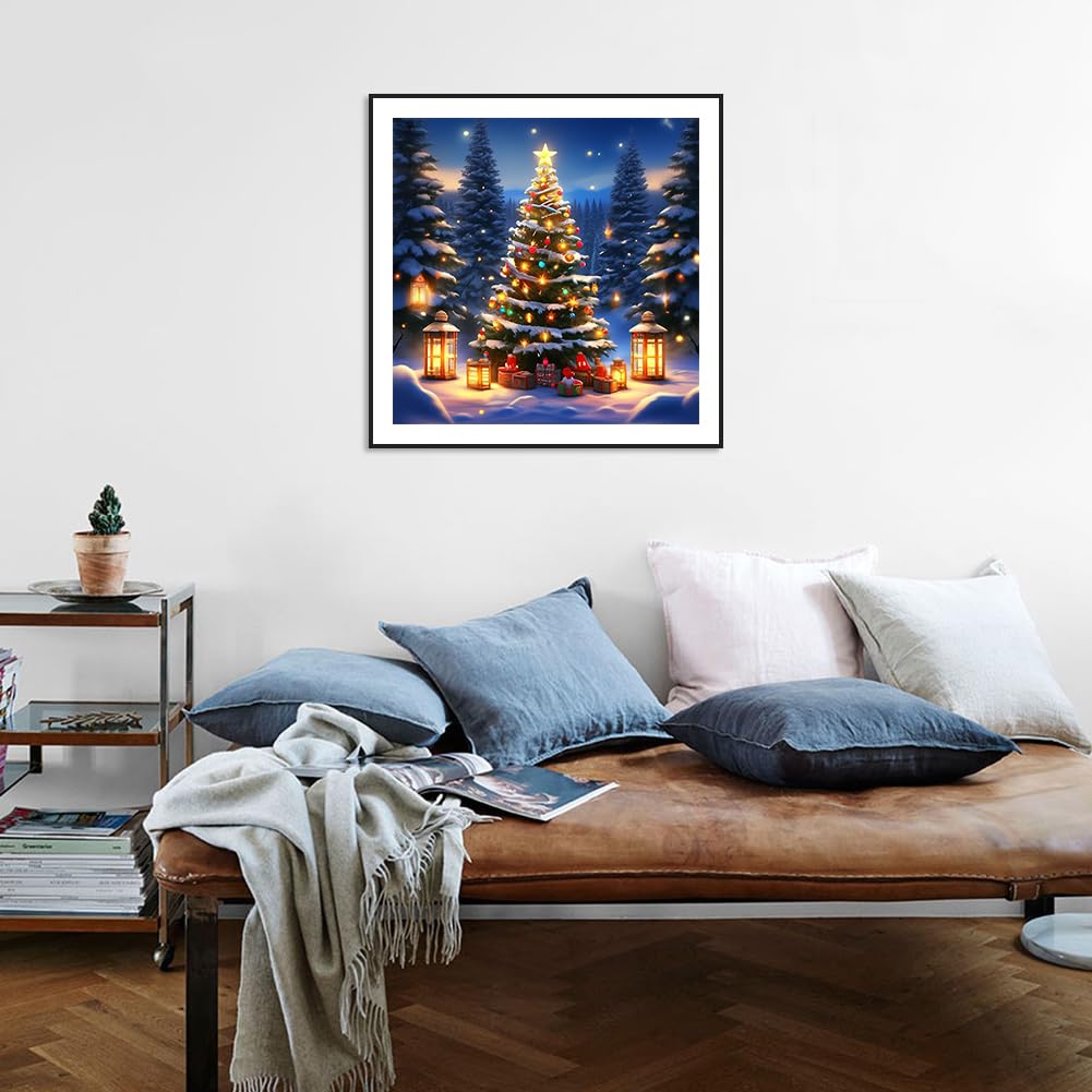 Reluohuo Christmas Tree Diamond Art Kits for Adults, 5D Full Drill Diamond Painting Kits for Beginner, DIY Diamond Painting Kits for Home Wall Decor, 12x12 Inch Reluohuo