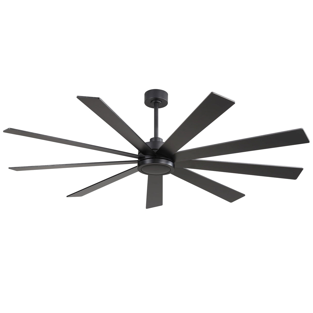 ELEHINSER 72" Ceiling Fan No Light, 6-Speed Noiseless Reversible DC Motor, 9 Blades Black Industrial Ceiling Fan with Remote and 4.5"/12"/24" Downrods for Home or or Commercial Use ELEHINSER