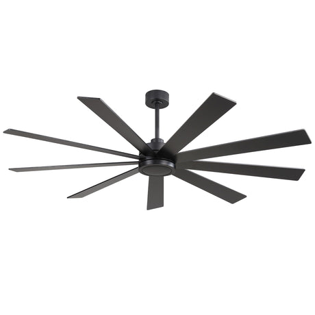 ELEHINSER 72" Ceiling Fan No Light, 6-Speed Noiseless Reversible DC Motor, 9 Blades Black Industrial Ceiling Fan with Remote and 4.5"/12"/24" Downrods for Home or or Commercial Use ELEHINSER