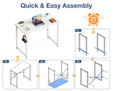 Casaottima 32 Inch Small Computer Desk for Home Office, Study Writing Table for Small Spaces, Simple Modern Desk with Headphone Hooks, Pure White Casaottima