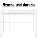 Suwopmvy Heavy Duty Metal Loft Bed Frame Twin Size with Safety Guard Rails & Built-in Ladder - Sturdy Space Saving Loft Bed for Kids, Teens, Adults, College Dorm, Studio Apartment (White, Twin) Suwopmvy