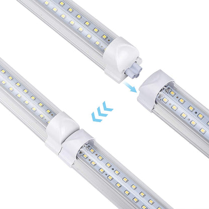 Singteam 10Pack 8Ft LED Shop Light Fixture, 90W Integrated LED Tube Light,10000LM, 6500K, Clear Cover,High Output,Double Row V Shape 270 Degree LED Lighting for Garage Warehouse Workshop Base - WoodArtSupply