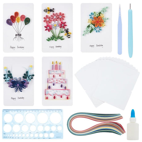 WEBEEDY Paper Quilling Kit 20 Sets Birthday Card Quilling Kit with Paper Quilling Strips Tools Paper Quilling Set DIY Handmade Arts Crafts Christmas Valentine's Day Birthday Gifts WEBEEDY
