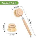 Bamboo Scrub Brush 3 Pcs Replacement Head, Natural Soft Kitchen Dish Brush with Handle Sisal Plant Veggie Brush Multi-Purpose Dish Scrubber Brush Special Kitchen Utensils ANTYA