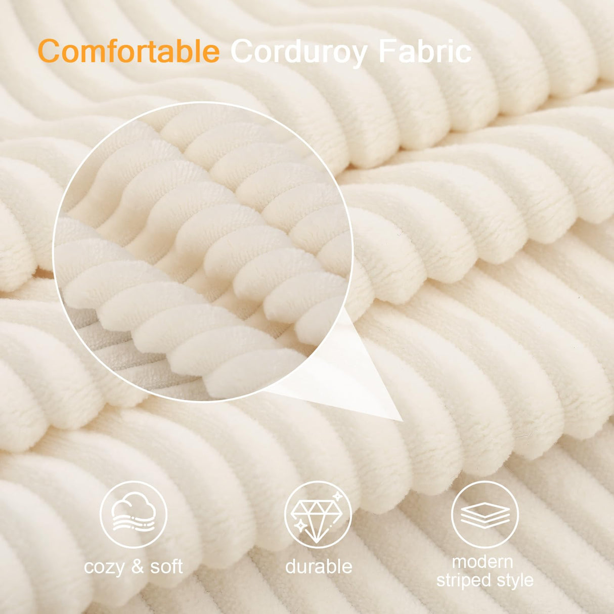 COMAX Convertible Sofa Bed, Folding Floor Couch Corduroy Fold Out Couch Bed Futon Sleeper Mattress with Pillows, Boneless Sofa Comfy Lounge Loveseat for Living Room Bedroom, Beige COMAX