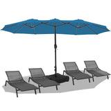 wikiwiki 15ft Large Patio Umbrellas with Base Included, Outdoor Double-Sided Umbrella with Crank Handle, Powerful UV Protective, for Pool Lawn Garden, Royal Blue wikiwiki
