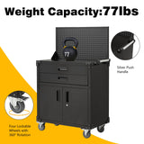 Danrelax 52" Mobile Workbench with Pegboard & Drawers - Heavy-Duty Garage Tool Bench with Lockable Storage, Cold-Rolled Steel, 4 Swivel Casters, Black Danrelax