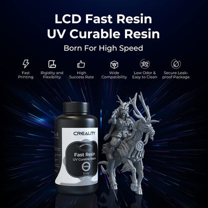 Creality Fast Printing Resin, 1000g LCD 3D Printer Resin, 405nm UV-Curing Resin, Low Shrinkage, Low Odor, Excellent Fluidity, Photopolymer Resin for LCD 3D Printing, Blue