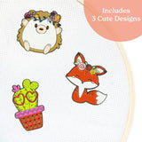 Needle Minders for Needlepoint [3 Pack] Needle Minder for Cross Stitch and Embroidery, Magnetic Needle Minder for Organizing, Cute Needle Nanny Magnet in 2 Pieces [Hedgehog, Fox, Cactus] Kraftex