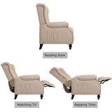 B BAIJIAWEI Set of 2 Recliner Wingback Chairs - Tufted Arm Chairs with Massage, Heat & Remote Control - Fabric Push Back Recliner with Heating Function, Adjustable Backrest (Beige) B BAIJIAWEI