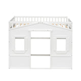 Merax Twin Size White Wood Loft Bed with Ladder and Safety Guardrails for Kids Merax