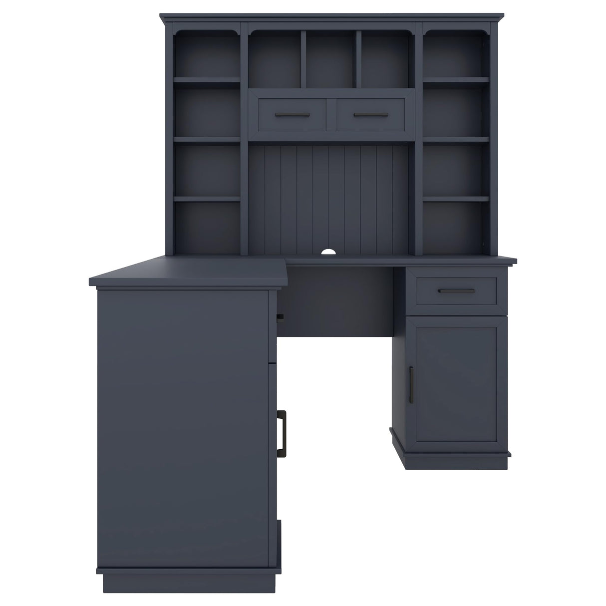 Bellemave L Shaped Executive Desk, Farmhouse l Shaped Desk, Home Office Desk with Storage Cabinet and Shelf, Farmhouse Corner Desk with Drawers, Standing l Shaped Desk, Antique Blue Bellemave