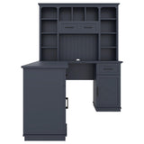 Bellemave L Shaped Executive Desk, Farmhouse l Shaped Desk, Home Office Desk with Storage Cabinet and Shelf, Farmhouse Corner Desk with Drawers, Standing l Shaped Desk, Antique Blue Bellemave