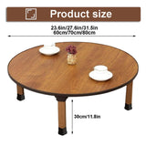 BUSVORES Japanese Foldable Coffee Table, Portable Low Tea Table Wooden Folding Dining Study Breakfast Serving Table Collapsable Small Desk Tatami Sitting On The Floor Table (23.6 * 11.8in, Round) BUSVORES