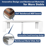 Kennkari Modern Expandable Dining Table for 2-10 People, Large Extendable Dining Room Table for Kitchen Living Room, Rectangle Kitchen Table (White 118" W) Kennkari