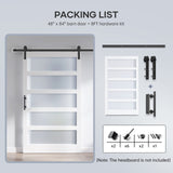 ROYMELO 48x84 Inch Glass Sliding Barn Door Slab and 8ft Hardware Kit Included, 5 Frosted Glass, LVL Wood Panel Covered with White Water-Proof Scratch-Proof PVC Surface, Simple DIY Assembly ROYMELO