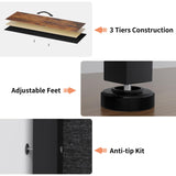 DRAWERHOM Dresser TV Stand with Power Outlets and LED Lights for 55'' TV, 11 Drawers Dresser with Side Pocket, Fabric Chest of Drawers with PU Finish, Sturdy Frame & Wood Top (Rustic Brown) DRAWERHOM