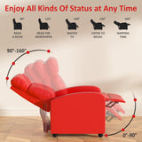 Massage Recliner Chair, Single Sofa Chair with Remote Control, Chair Recliner, Lazy Boy Recliner Chair, Living Room Recliners with Pu Leather Padded Seat Backrest, Recliner Chairs for Adults, Red MKDLUFEI