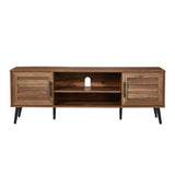 JOMEED Mid Century Modern Wooden TV Stand Entertainment Center Console with Open Shelving and 2 Cabinets for Televisions up to 65 Inches, Walnut JOMEED