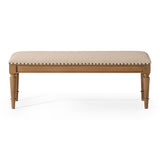Maven Lane Elizabeth Traditional Wooden Upholstered Bench, Padded Seat for Kitchen Dining Room Table or Entryway in Antiqued Natural Finish Maven Lane