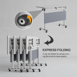 5.3FT Folding Conference Table with Lockable Wheels-Mobile Conference Room Table Foldable Meeting Table for Office Home Classroom Seminar Rooms-Durable,Seats 2-10 People,Space-Saving Design(6PACK) bbyekctc