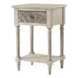 COSIEST Vintage Nightstand, MDF 2-Tier Bedside Table, Wood Accent End Table with Storage Drawer and Open Display Shelf for Bedroom Living Room COSIEST