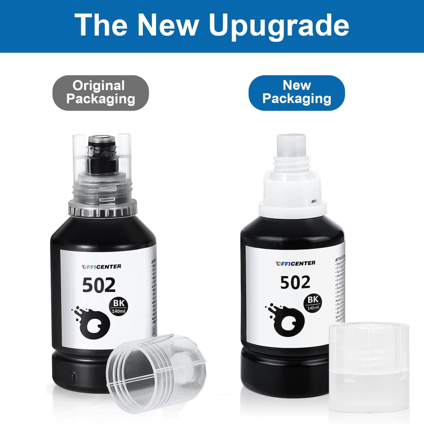 Officenter T502 502 Ink Refill Bottles for Ecotank ET2760 ET-4760 ET2750 ET-3760 ET-2850 ET-15000 ST-4000 ST-2000 ET-3710 ET-3850 ET-3750 ET-4850 ET-3830 ET4750 ET2700 ST3000 ET3700 Printer(2BK C M Y)