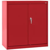 Sandusky CA21361836-01 Classic Series Counter Height Metal Storage Cabinet with Adjustable Shelves, Locking Handle, 18" D x 36" W x 36" H, Red Sandusky