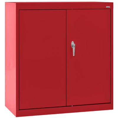 Sandusky CA21361836-01 Classic Series Counter Height Metal Storage Cabinet with Adjustable Shelves, Locking Handle, 18" D x 36" W x 36" H, Red