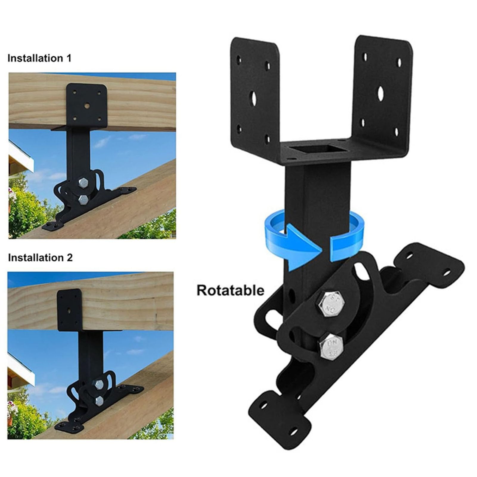 Tacarlha Roof Riser Bracket,Roof Riser Bracket Kit High Strength Rustproof, Corrosion Resistant Powder-Coated Adjustable Pergola Roof Riser, Beam Bracket Versatile Roof Mounting Solution Blac - WoodArtSupply