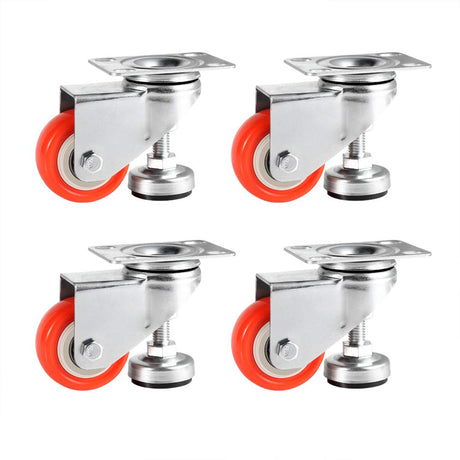 Skelang 4 Pcs 2" Adjustable Leveling Caster, Leveling Feet Wheels, Swivel Plate Casters Wheels, Installing for Industry Equipment, Dollies, Skelang