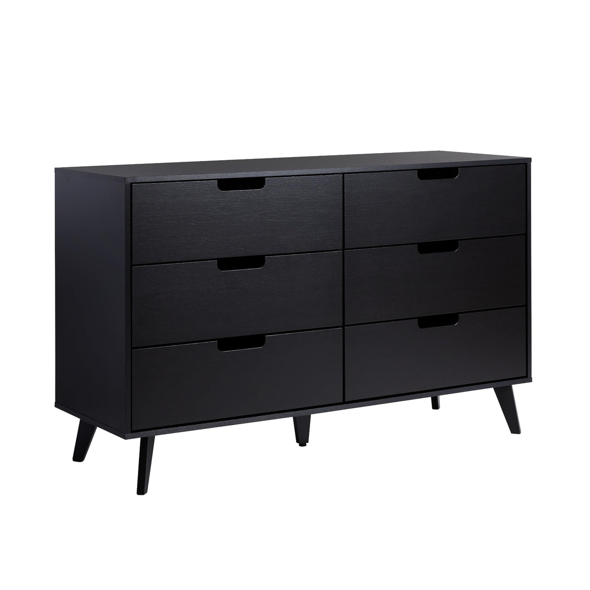 Walker Edison Modern 6-Drawer Dresser Bedroom Storage Organizer, 52 Inch, Black Walker Edison