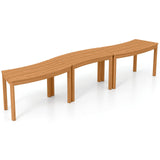 HAPPYGRILL Acacia Wood Outdoor Curved Bench, Fire Pit Bench with Slatted Seats, Tree Benches Wrap Around for Patio Garden Backyard, 400 lbs (3) HAPPYGRILL