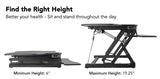Mount-It! Adjustable Height Standing Desk Converter, Extra Large 48” Wide Tabletop for Dual Monitors, Stand Up Desk Riser to 19.25" Tall - Electric Raising Desk Convertor in Black Mount-It!