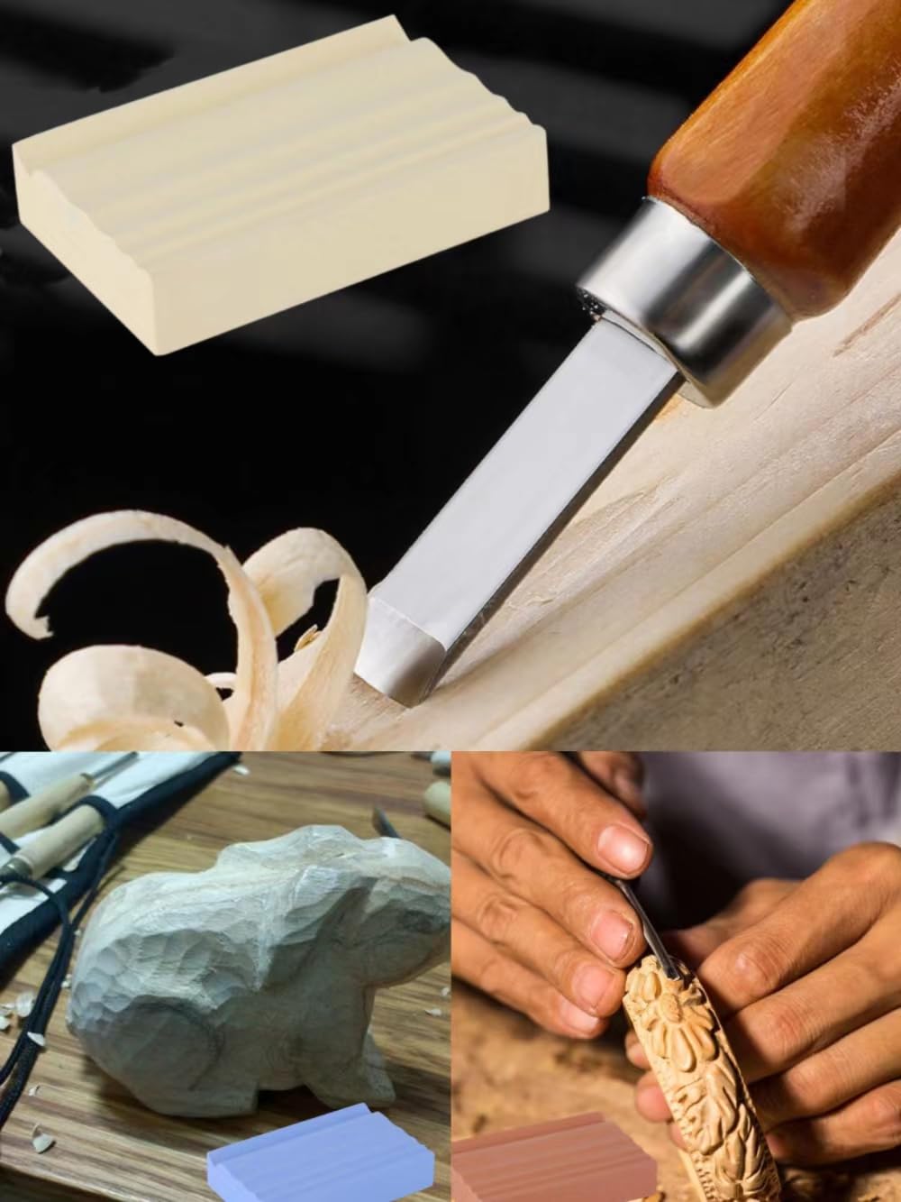 RYFCRRZ Sharpening Stones for Wood Carving Tools - Whetstones Wood Carvers Sharpener -Gouge Sharpening Stone 280 & 1000 & 3000 Grit RYFCRRZ