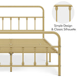 Yaheetech Antique Gold Victorian Metal Platform Bed Frame with Storage and High Headboard Yaheetech