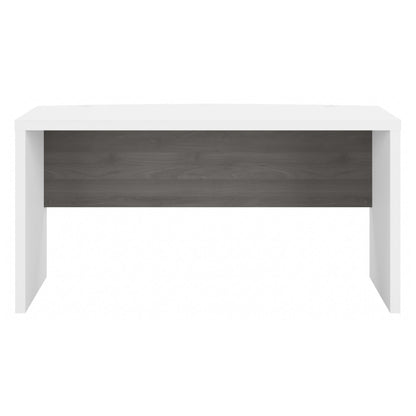 Bush Business Furniture Echo Bow Front Desk, 60W, Pure White and Modern Gray - WoodArtSupply