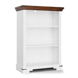 HOTLUU 3-Tier Farmhouse Bookshelf, Book Shelf with Open Storage & One Adjustable Shelf, 9.8" D x 26" W x 38" H, Wooden Bookshelf for Study Room, Living Room, Kitchen, Bedroom (White) HOTLUU