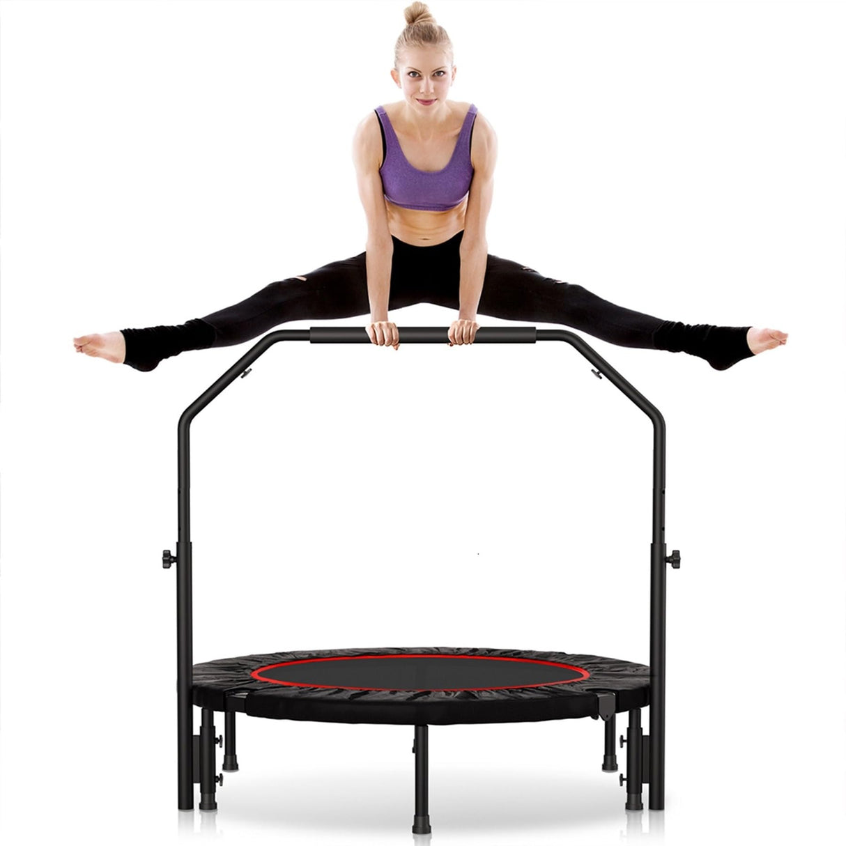 Rebounder Trampoline for Adult,460 LBS Mini Trampoline for Adults with Bar,Exercise Trampoline Indoor/Outdoor Use,40 inch Fitness Rebounder cahgl