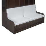 HABITRIO Queen Size Murphy Bed, Wooden Queen Murphy Bed Wall Bed with Sofa and Cushion, Espresso HABITRIO