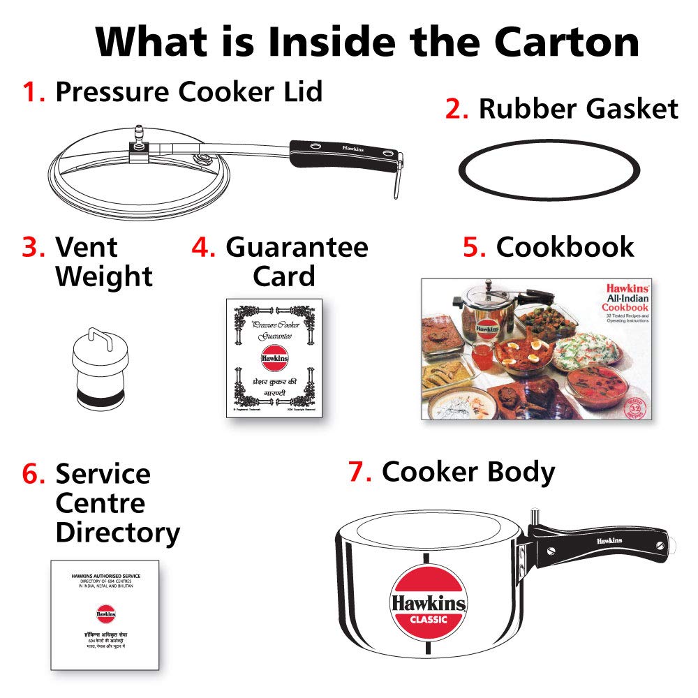 Hawkins Classic 3Liters(Wide) Aluminium Inner Lid Pressure Cooker(Silver) HAWKINS