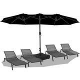 wikiwiki 15ft Large Patio Umbrellas with Base Included, Outdoor Double-Sided Umbrella with Crank Handle, Powerful UV Protective, for Pool Lawn Garden, Black wikiwiki